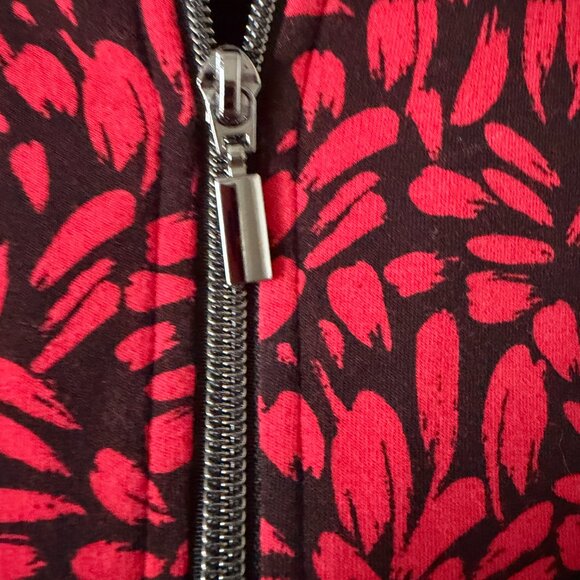Chico's Size 1 Red & Black 1/2 Zip Floral Sweatshirt - Picture 3 of 8